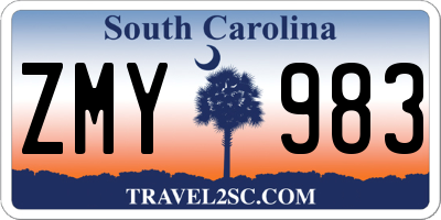 SC license plate ZMY983