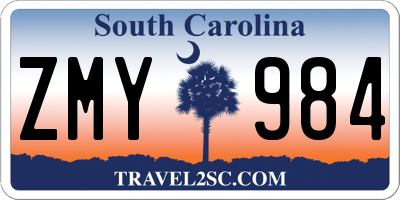 SC license plate ZMY984