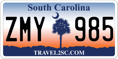 SC license plate ZMY985
