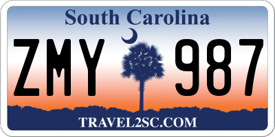 SC license plate ZMY987