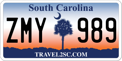 SC license plate ZMY989