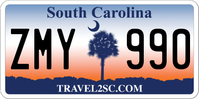 SC license plate ZMY990