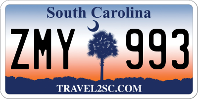 SC license plate ZMY993