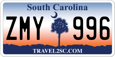 SC license plate ZMY996