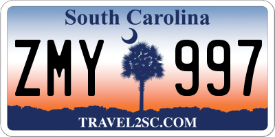 SC license plate ZMY997