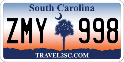 SC license plate ZMY998