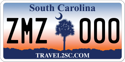 SC license plate ZMZ000