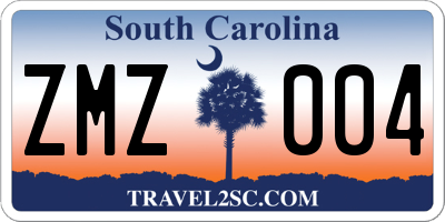 SC license plate ZMZ004