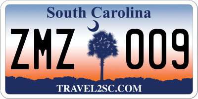 SC license plate ZMZ009