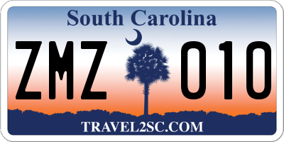 SC license plate ZMZ010