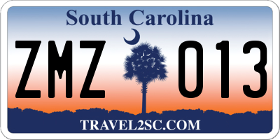 SC license plate ZMZ013