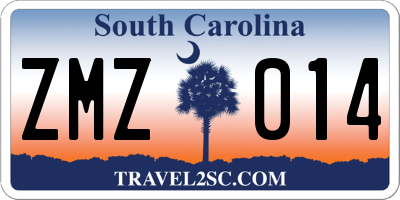 SC license plate ZMZ014