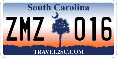 SC license plate ZMZ016