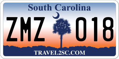 SC license plate ZMZ018