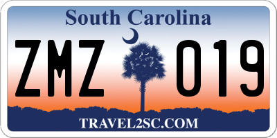 SC license plate ZMZ019