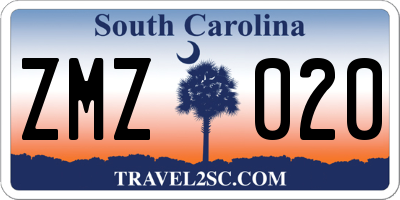 SC license plate ZMZ020