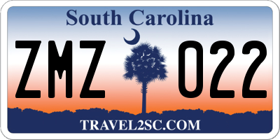 SC license plate ZMZ022