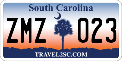 SC license plate ZMZ023