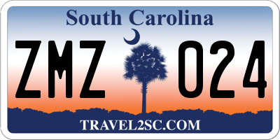SC license plate ZMZ024