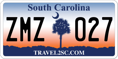 SC license plate ZMZ027