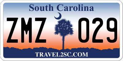 SC license plate ZMZ029