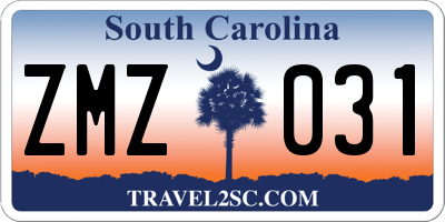 SC license plate ZMZ031
