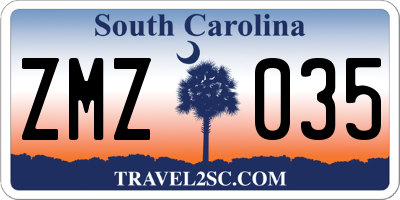 SC license plate ZMZ035