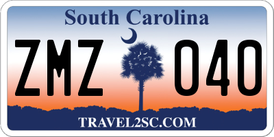 SC license plate ZMZ040