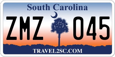 SC license plate ZMZ045