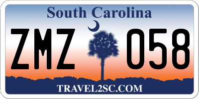 SC license plate ZMZ058