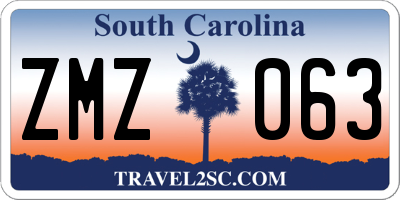 SC license plate ZMZ063