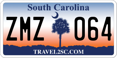 SC license plate ZMZ064