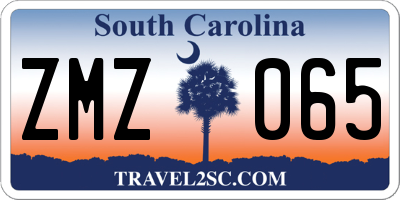 SC license plate ZMZ065