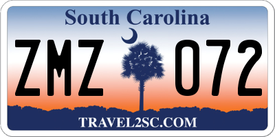 SC license plate ZMZ072