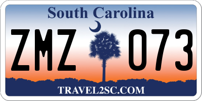SC license plate ZMZ073