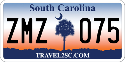 SC license plate ZMZ075