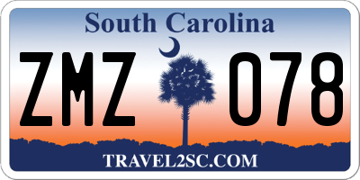 SC license plate ZMZ078