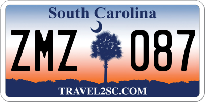 SC license plate ZMZ087