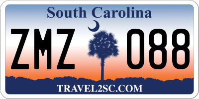SC license plate ZMZ088