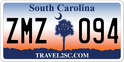 SC license plate ZMZ094