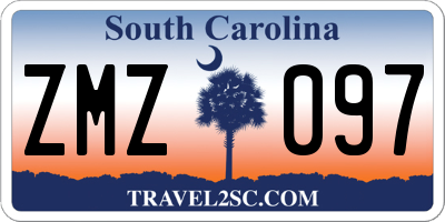 SC license plate ZMZ097