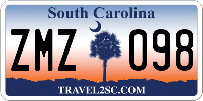 SC license plate ZMZ098