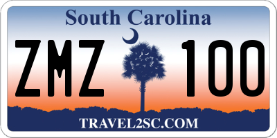 SC license plate ZMZ100