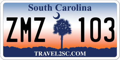 SC license plate ZMZ103
