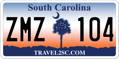 SC license plate ZMZ104