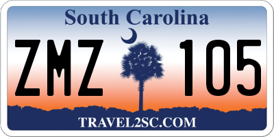 SC license plate ZMZ105