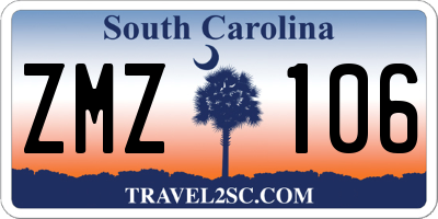 SC license plate ZMZ106