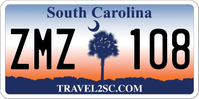 SC license plate ZMZ108