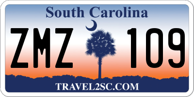 SC license plate ZMZ109