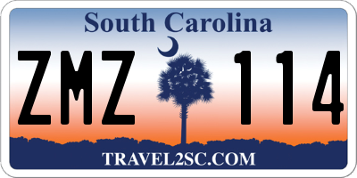 SC license plate ZMZ114